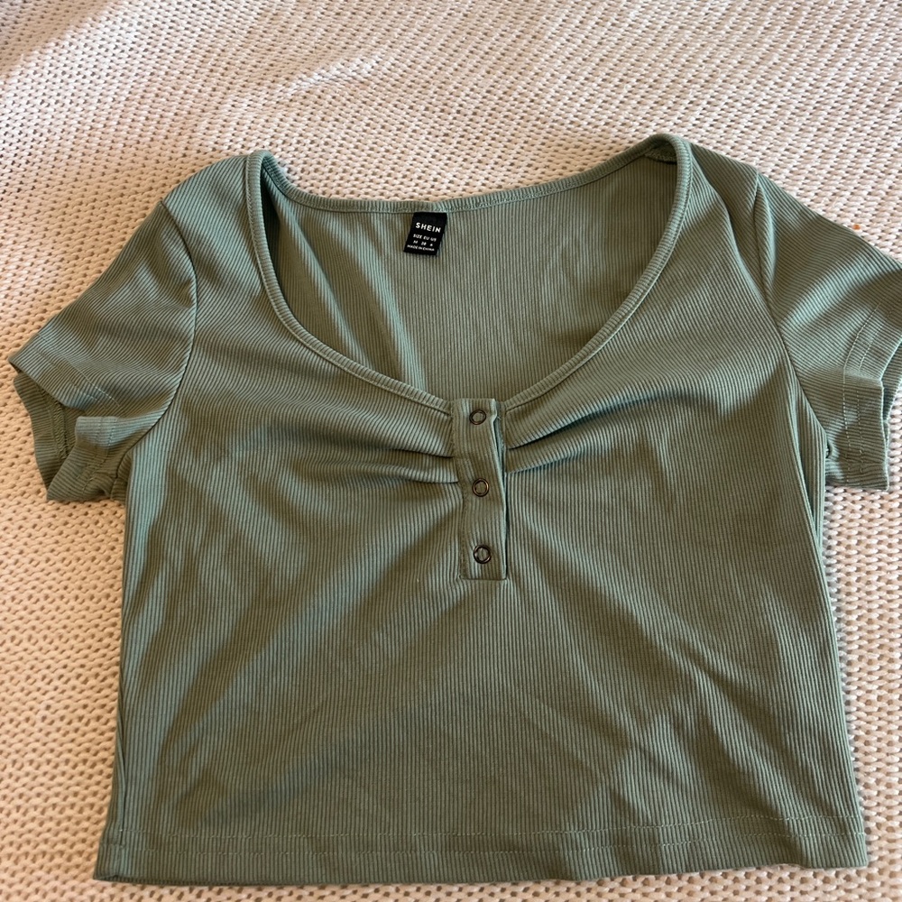 H&M Green Fitted Short Sleeve T-Shirt
